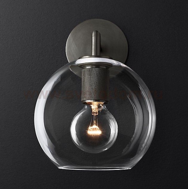 Бра RH Utilitaire Globe Shade Single Sconce Black ImperiumLoft 123275-22