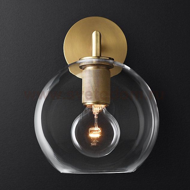 Бра RH Utilitaire Globe Shade Single Sconce Brass ImperiumLoft 123276-22