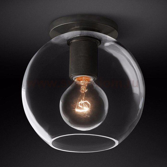 Потолочный светильник RH Utilitaire Globe  Shade Flushmount Black ImperiumLoft 123673-22