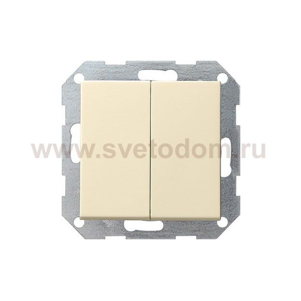 Gira S-55 Крем глянц Выключатель 2-клавишный нажимной (клавиши с самовозвратом) (G12501)
