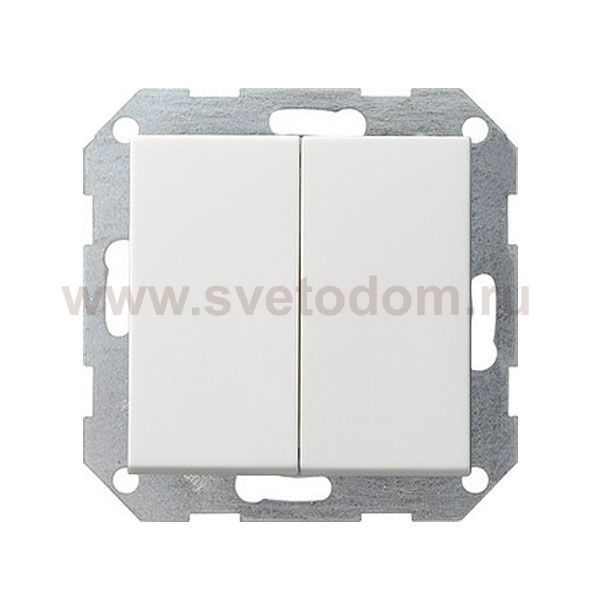 Gira S-55 Бел глянц Выключатель 2-клавишный нажимной (с самовозвр.) (G12503)