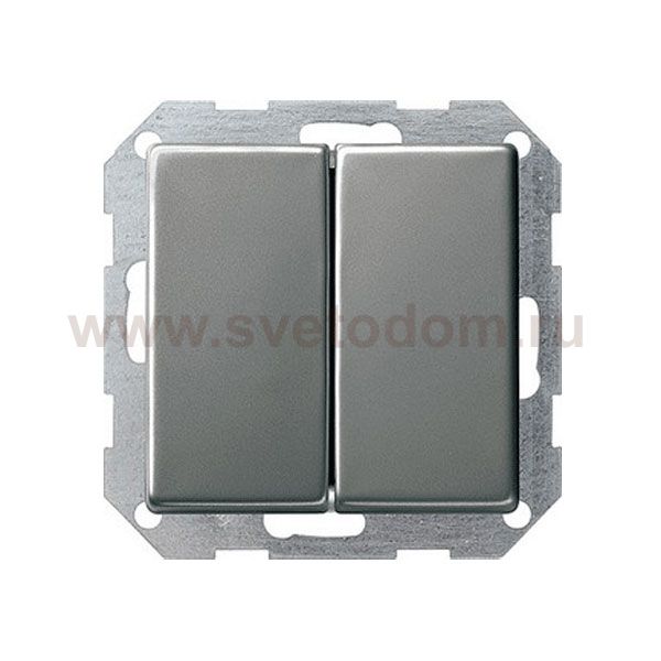 Gira E22 Сталь Выключатель 2-клавишный (G12520)