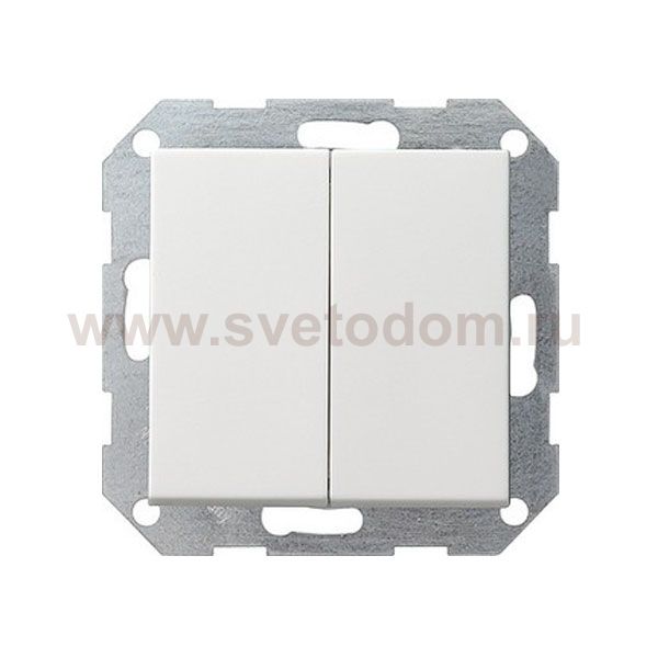 Gira S-55 Бел Выключатель 2-клавишный нажимной (клавиши с самовозвратом) (G12527)