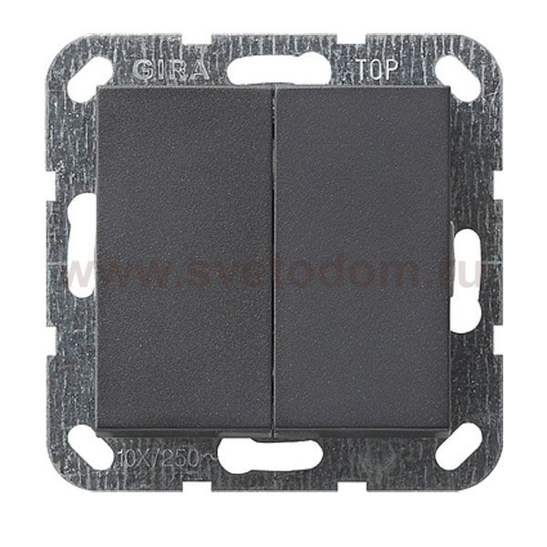 Gira S-55 Антрацит Выключатель 2-клавишный нажимной (клавиши с самовозвратом) (G12528)