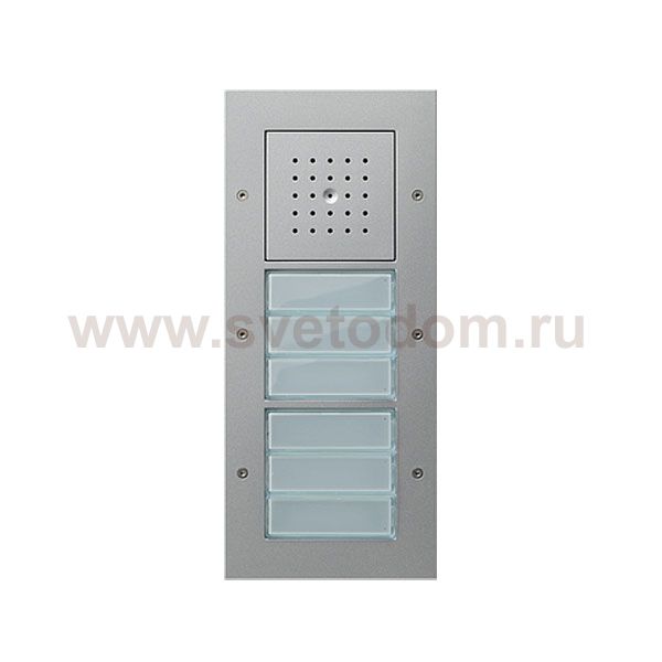 Gira TX-44 Алюминий Вызывная станция (аудио) наружного монтажа, на 6 абонентов, белая подсветка (G126865)