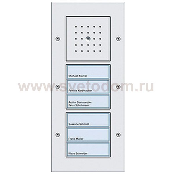 Gira TX-44 Бел Вызывная станция (аудио) наружного монтажа, на 6 абонентов, белая подсветка (G126866)