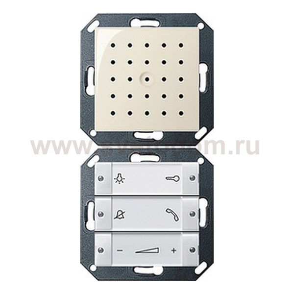 Gira S-55 Крем глянц Внутренняя квартирная станция (аудио) скрытого монтажа hand free прозр клавиши (G1280101)