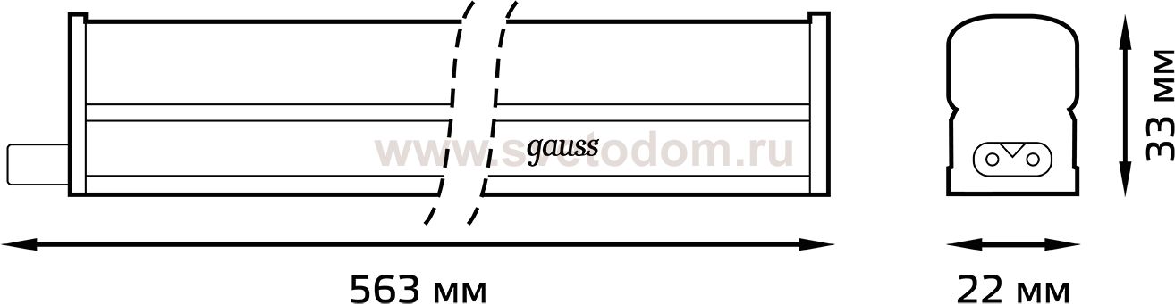Светильник Gauss TL Elementary линейный 7W 500lm 4000K IP20 563х22х33 LED (130411207)