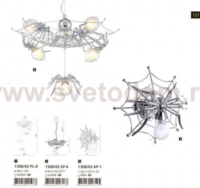 Потолочный светильник с пауками Divinare 1308/02 PL-8 RAGNO