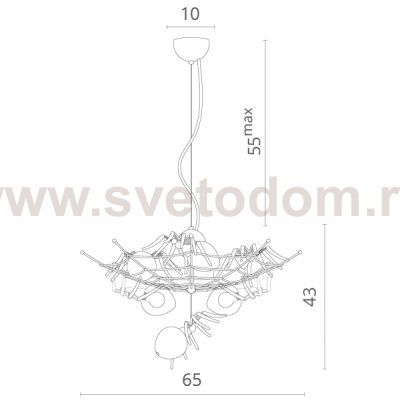 Светильник подвесной с пауками Divinare 1308/02 SP-6 RAGNO