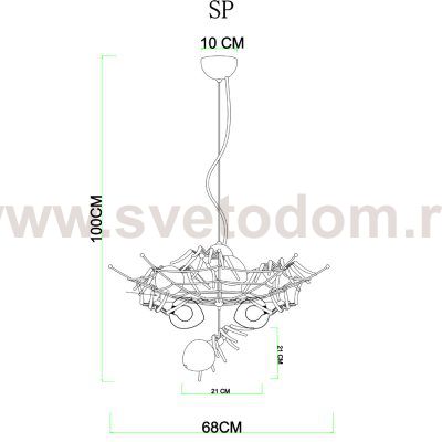 Светильник подвесной с пауками Divinare 1308/02 SP-6 RAGNO