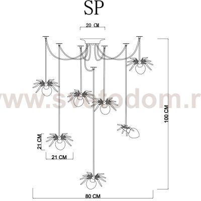 Подвесная люстра с пауками Divinare 1308/02 SP-7 RAGNO