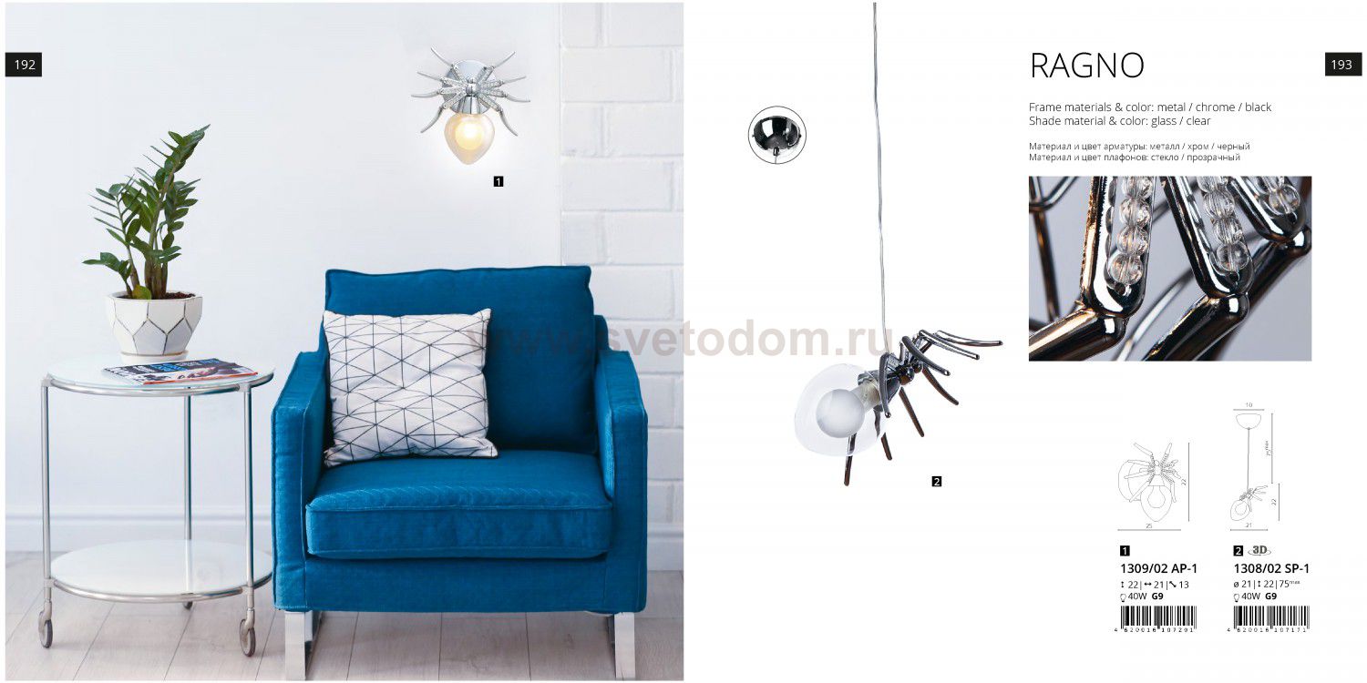 Светильник подвесной паук Divinare 1308/02 SP-1 RAGNO