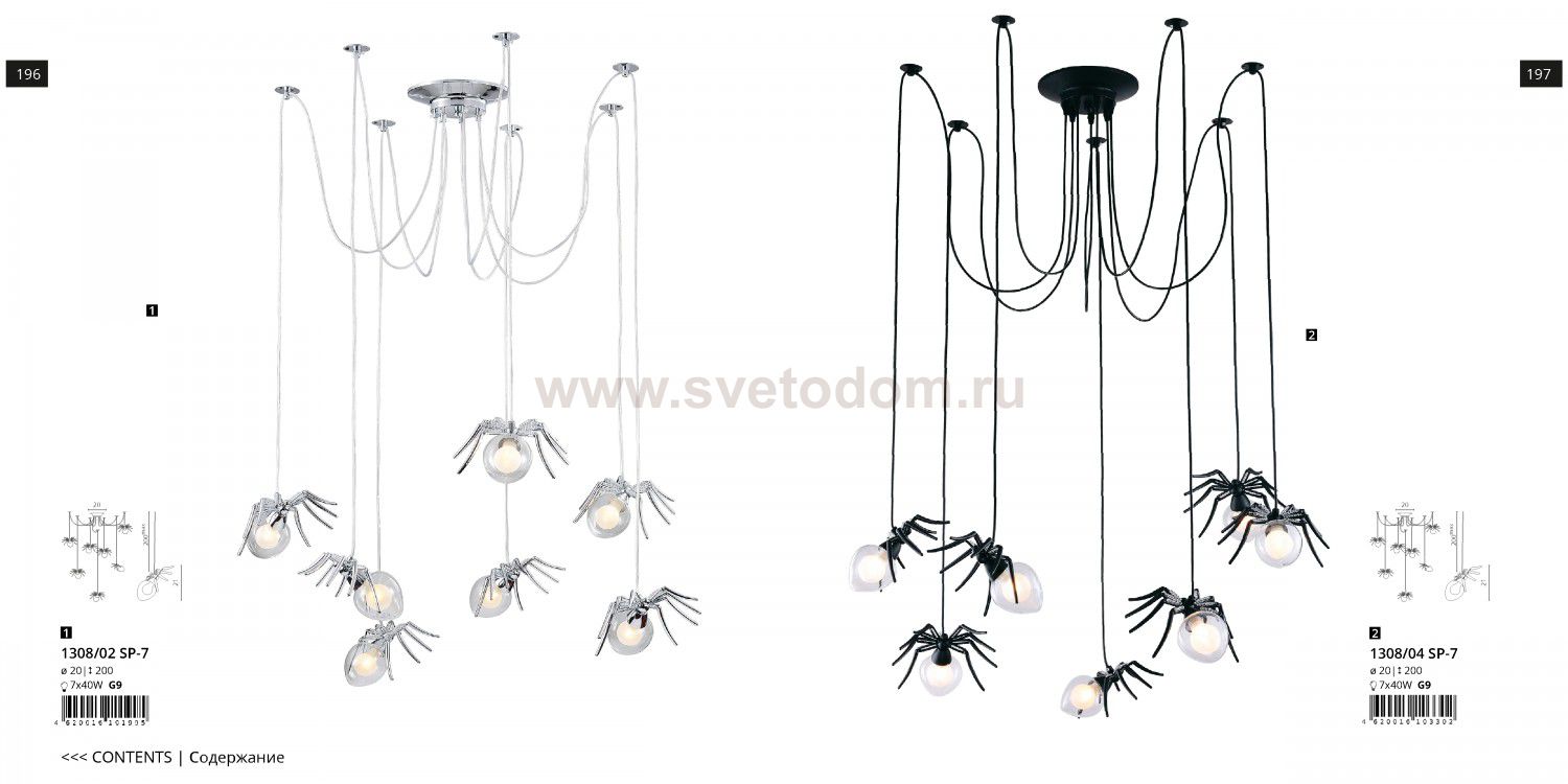 Подвесной светильник с пауками Divinare 1308/04 SP-7 RAGNO