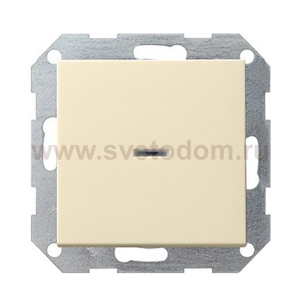 Gira S-55 Крем глянц Переключатель 1-клав нажимной в сборе с клавишей(самовозврат)контр. подсв (G13601)