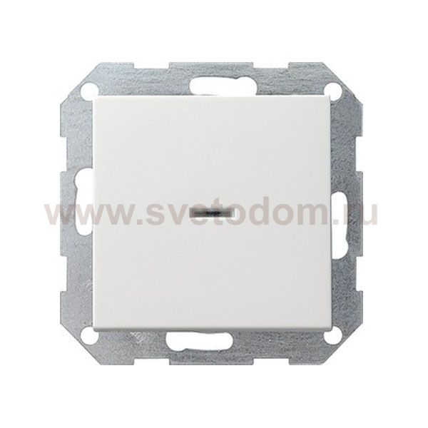 Gira S-55 Бел глянц Переключатель 1-клав нажимной в сборе с клавишей(самовозврат)контрольная подсв (G13603)