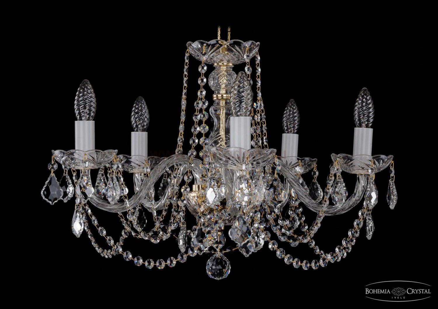 Люстра хрустальная Bohemia Ivele 1402/5/195/G/Leafs