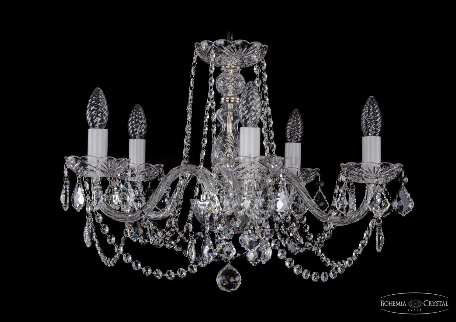 Люстра хрустальная Bohemia Ivele 1402/5/195/Ni/Leafs