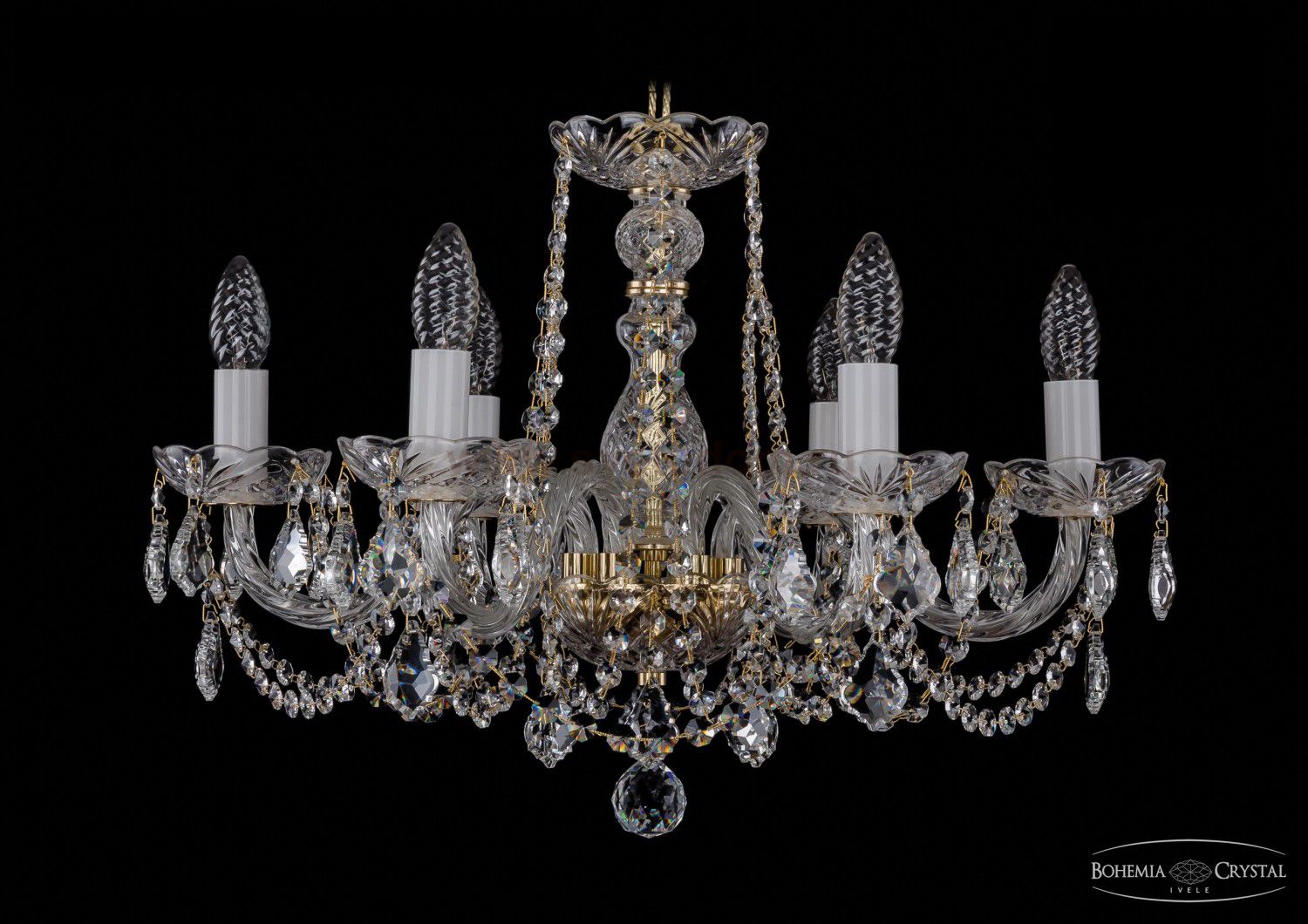Люстра хрустальная Bohemia Ivele 1402/6/195/G/Leafs