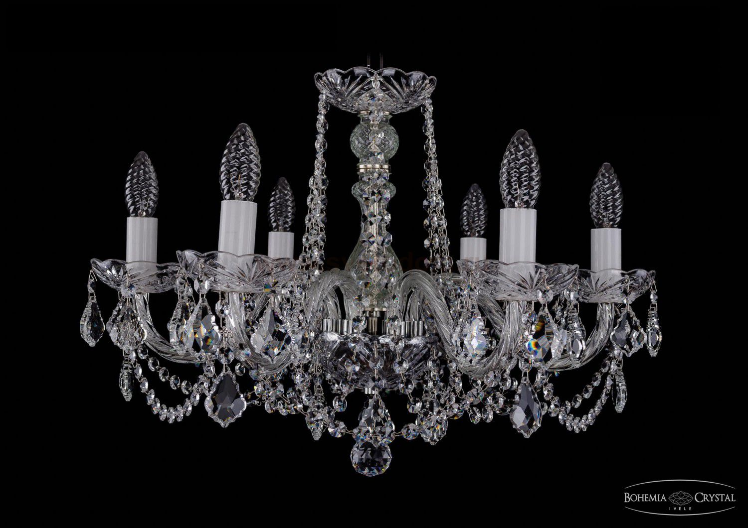 Люстра хрустальная Bohemia Ivele 1402/6/195/Ni/Leafs
