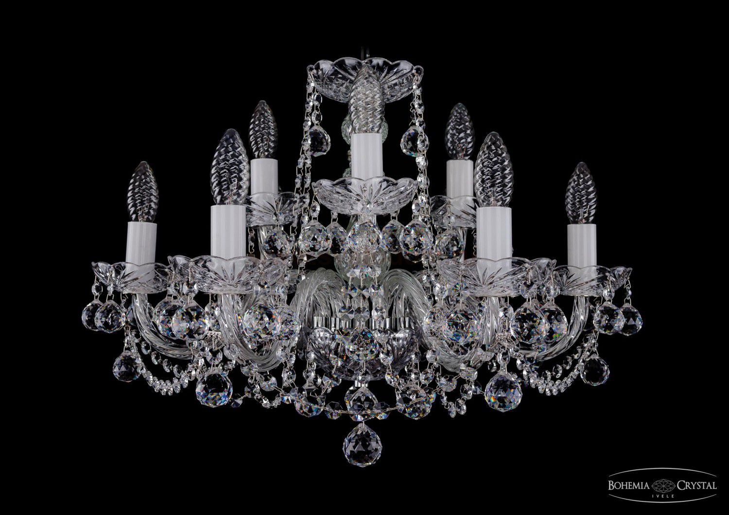 Люстра хрустальная Bohemia Ivele 1402/6+3/195/Ni/Balls