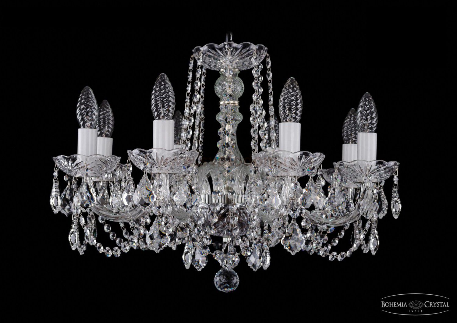 Люстра хрустальная Bohemia Ivele 1402/8/195/Ni/Leafs