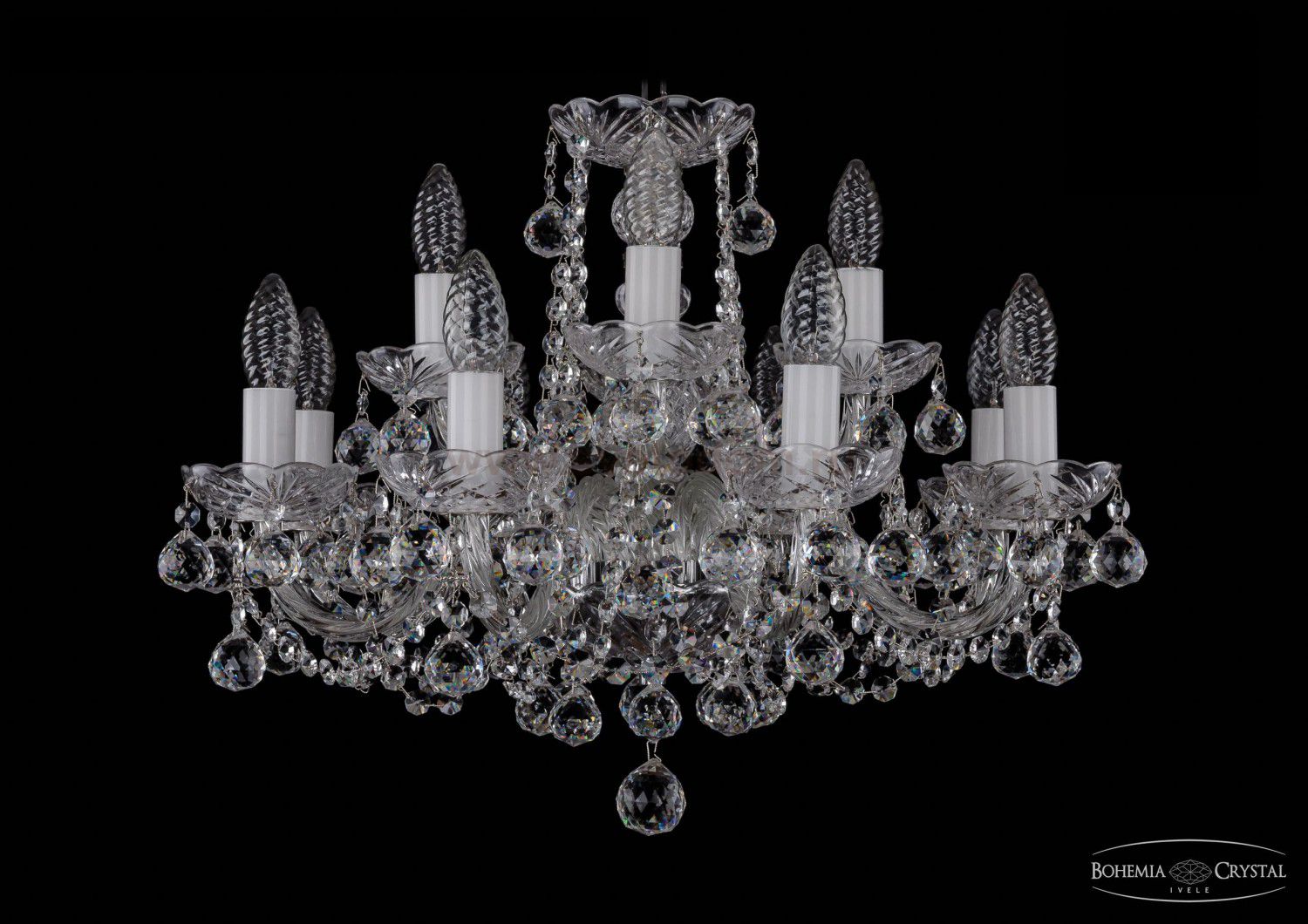 Люстра хрустальная Bohemia Ivele 1402/8+4/195/Ni/Balls