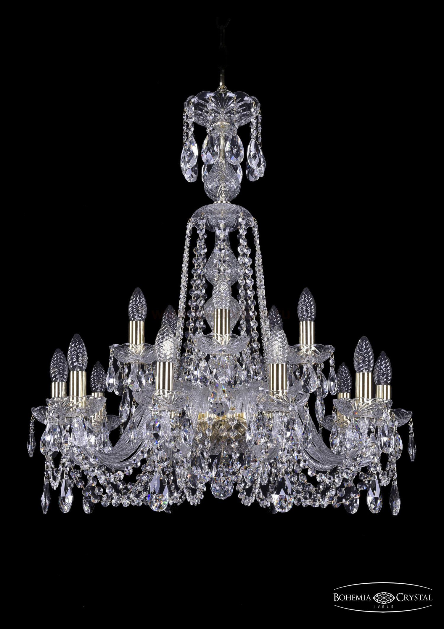 Люстра хрустальная Bohemia Ivele 1402/10+5/240/XL-77/G