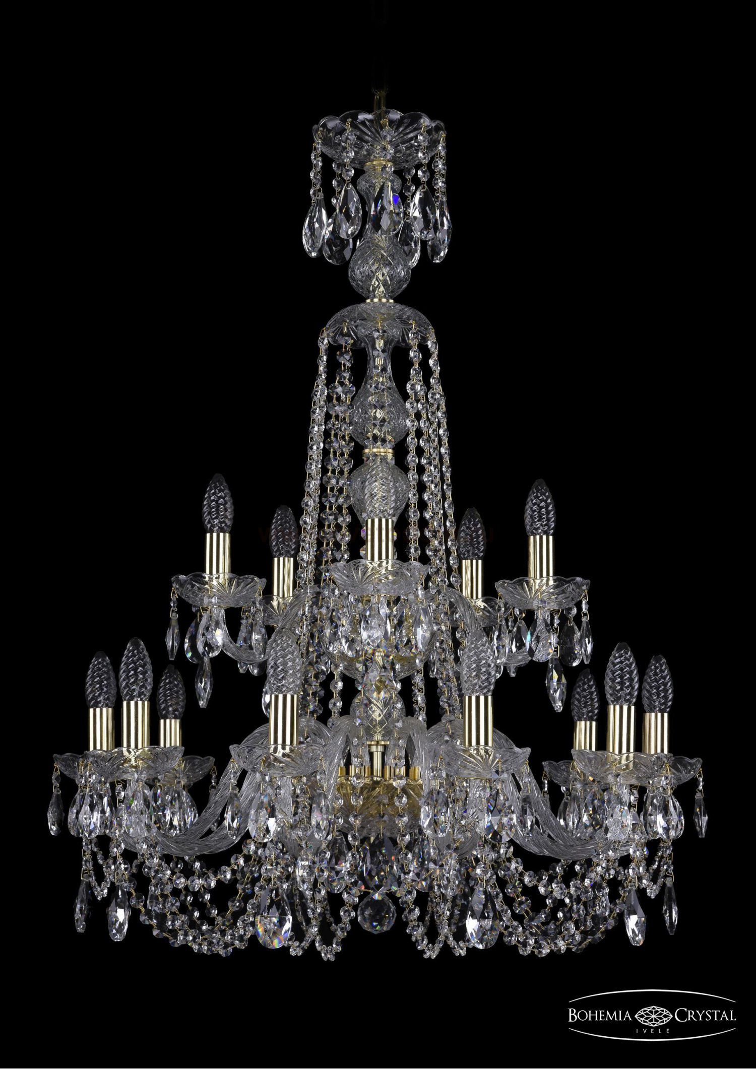 Люстра хрустальная Bohemia Ivele 1402/10+5/240/XL-90/2d/G