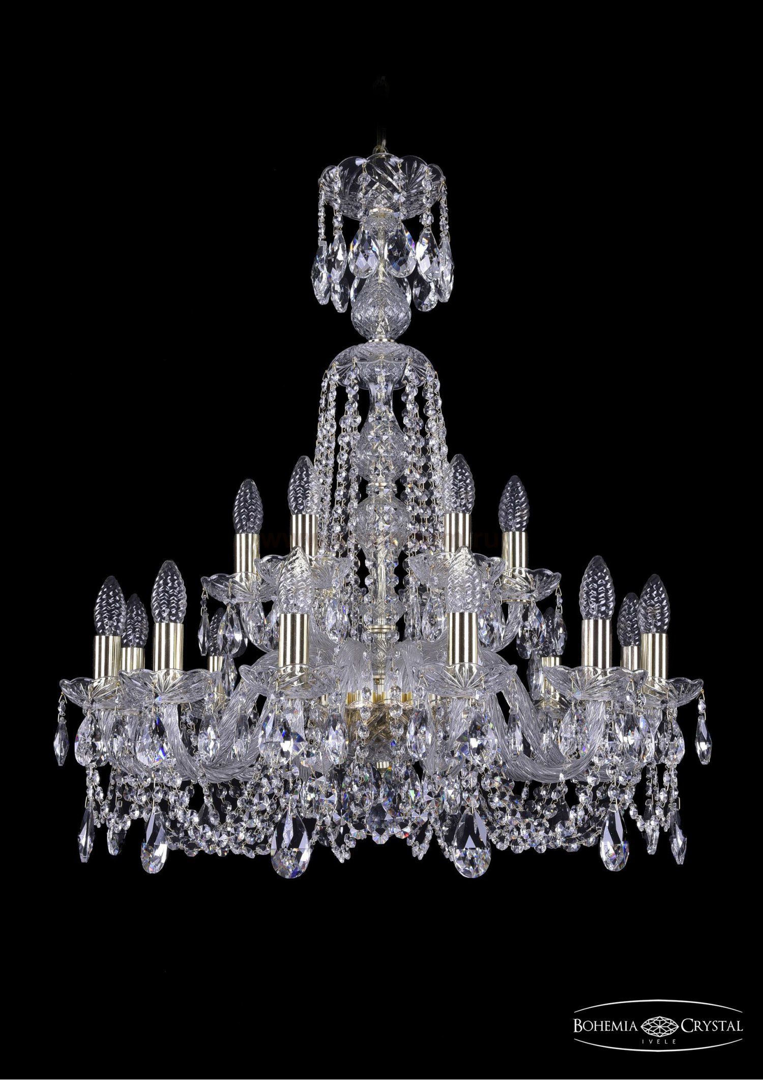 Люстра хрустальная Bohemia Ivele 1402/12+6/240/XL-77/G