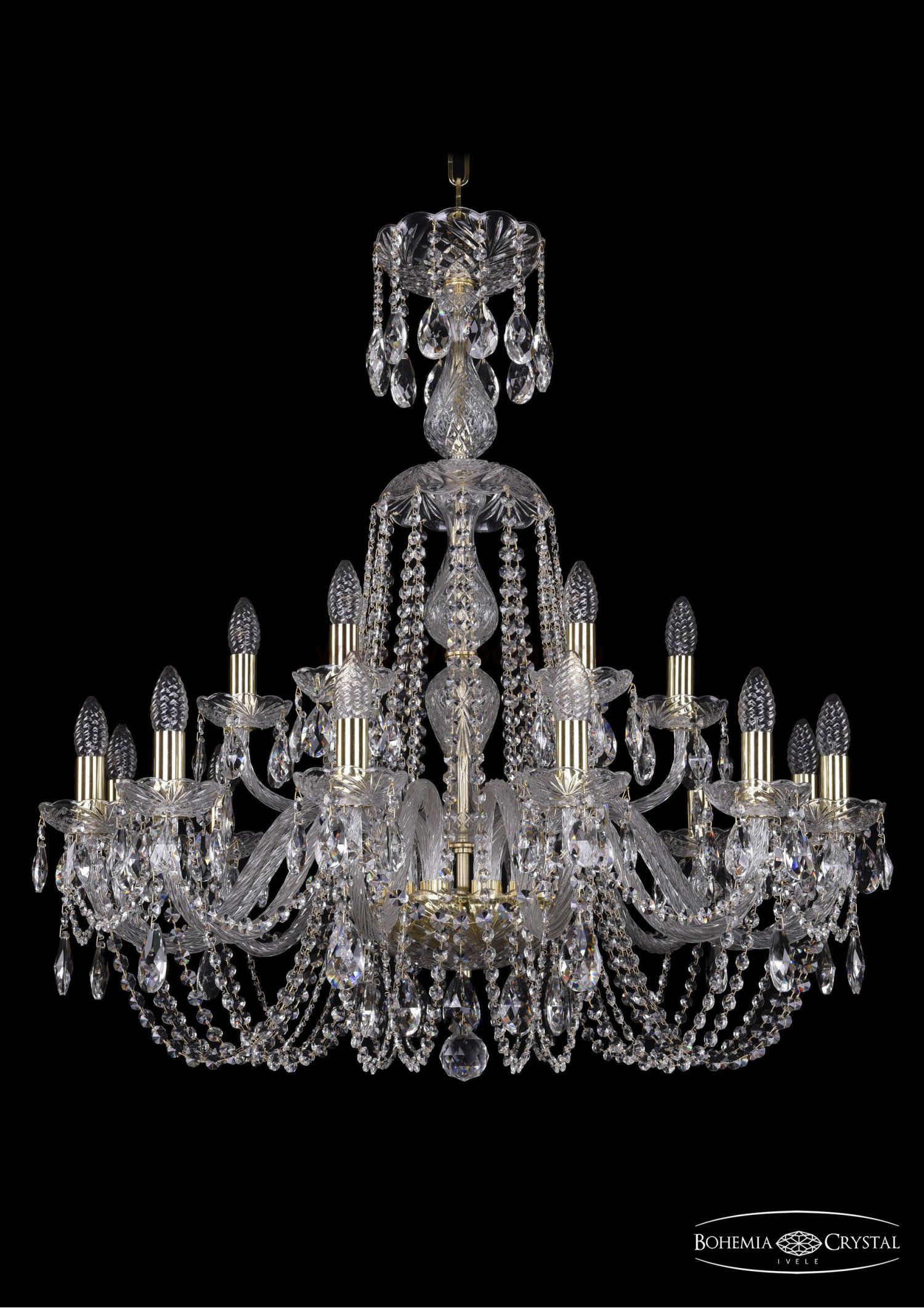 Люстра хрустальная Bohemia Ivele 1402/12+6/300/XL-90/G