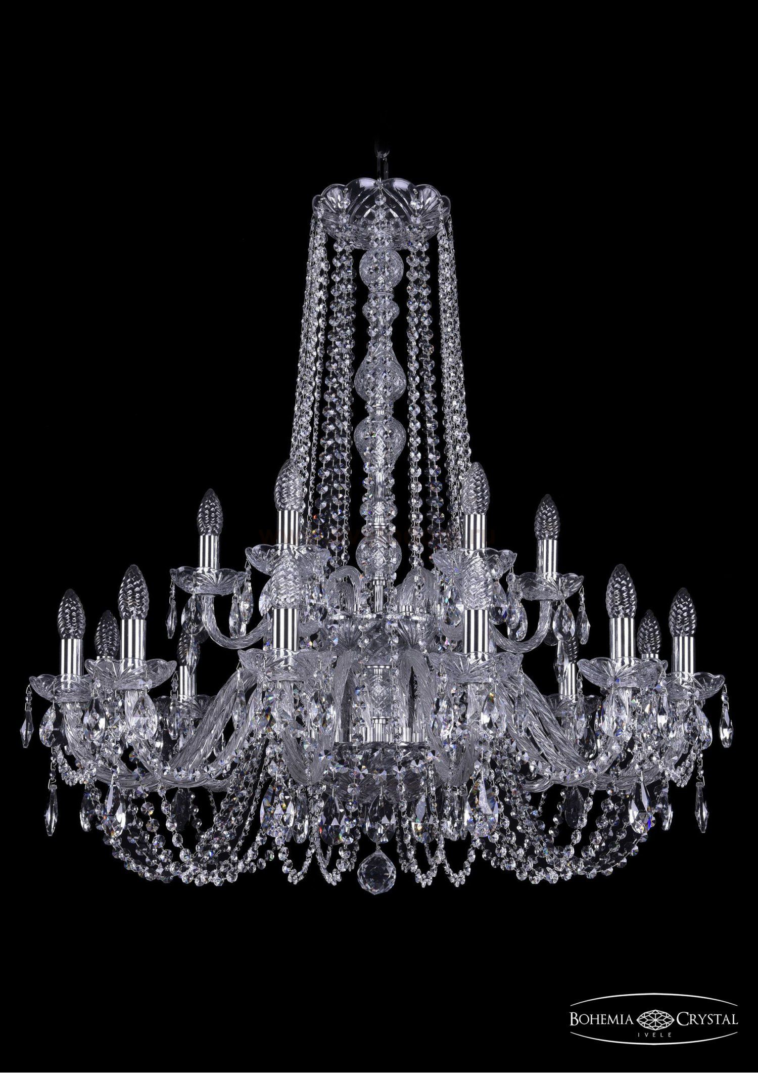 Люстра хрустальная Bohemia Ivele 1402/12+6/300/h-91/2d/Ni