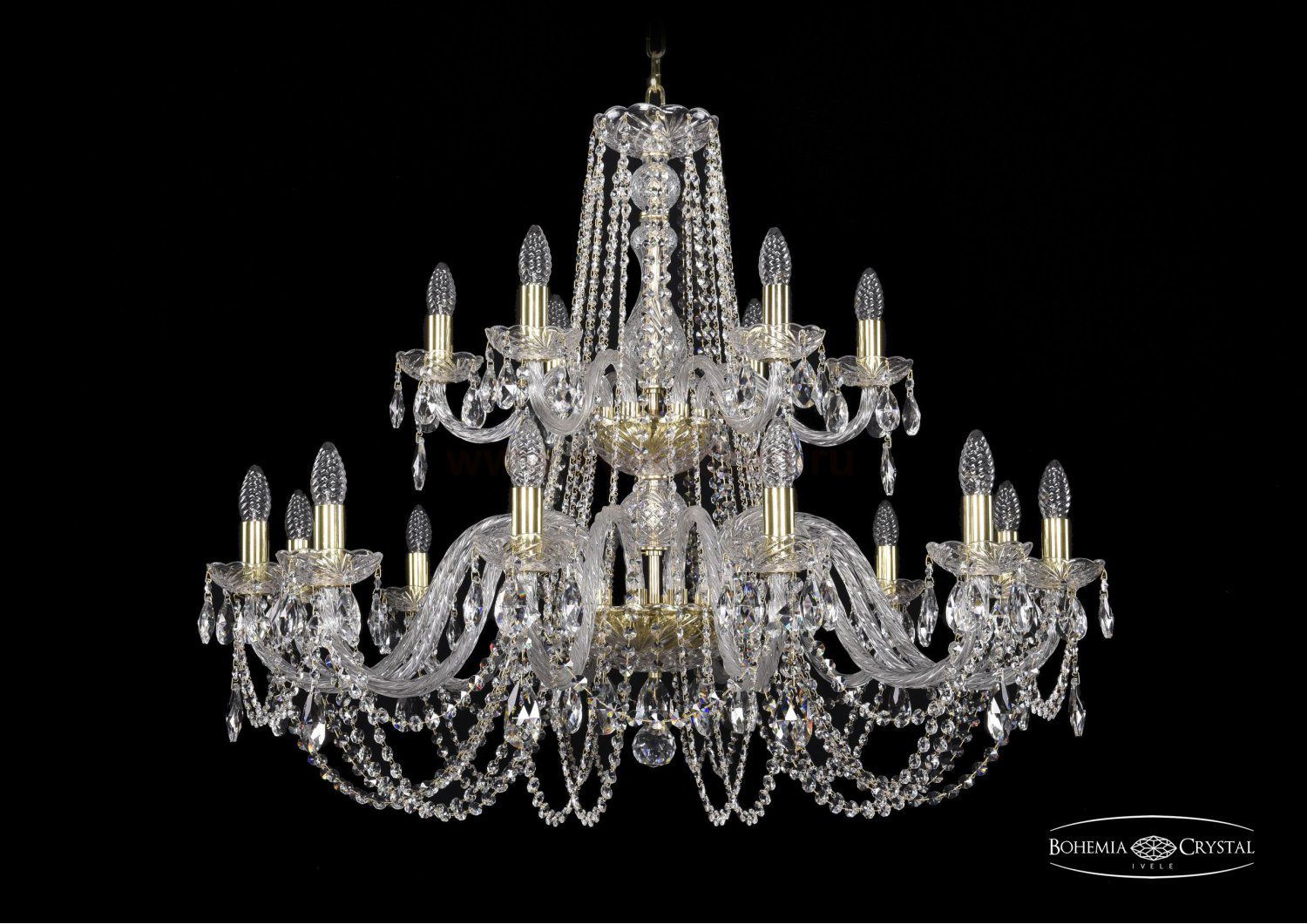 Люстра хрустальная Bohemia Ivele 1402/12+6/360/2d/G