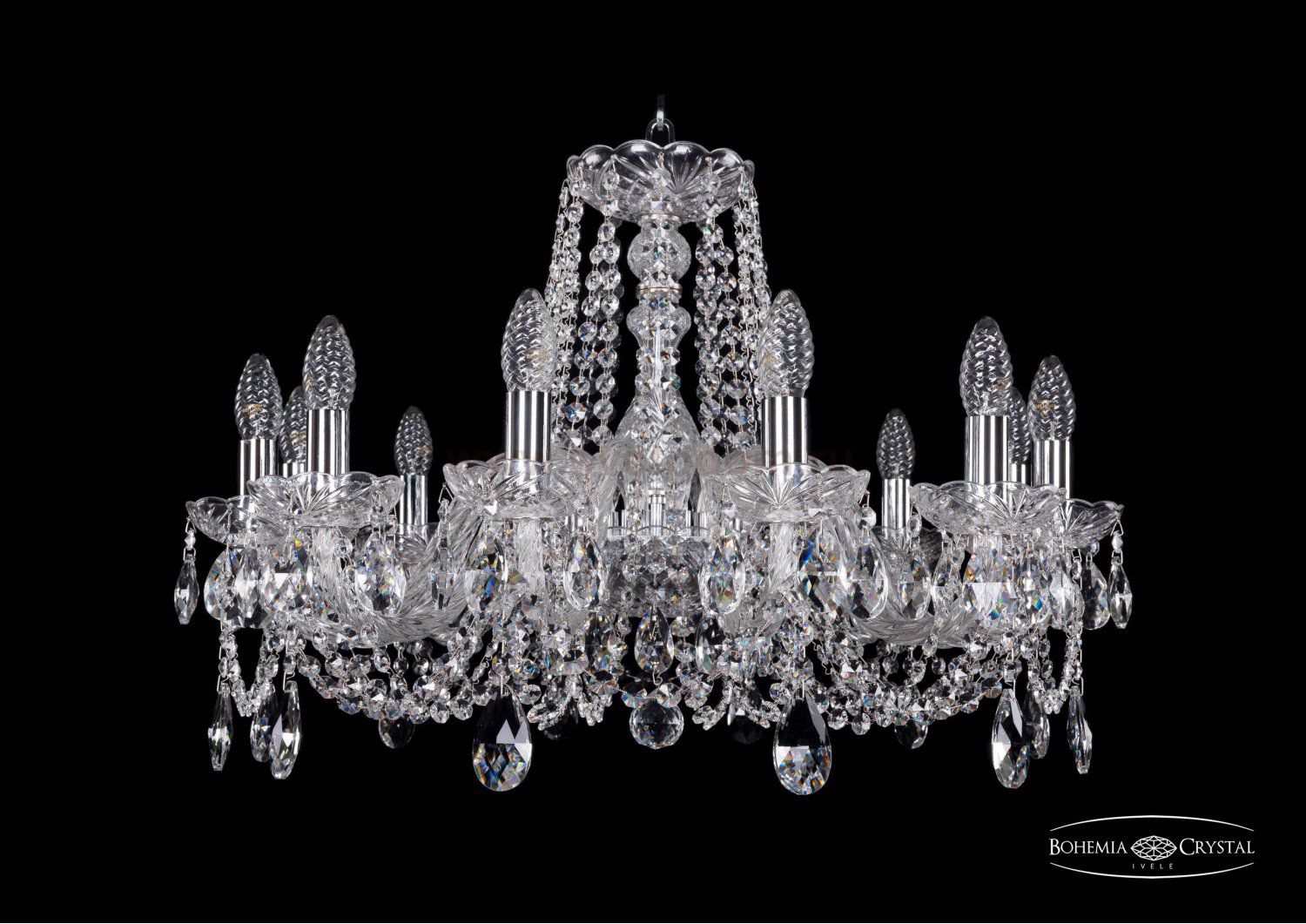Люстра хрустальная Bohemia Ivele 1402/12/240/Ni