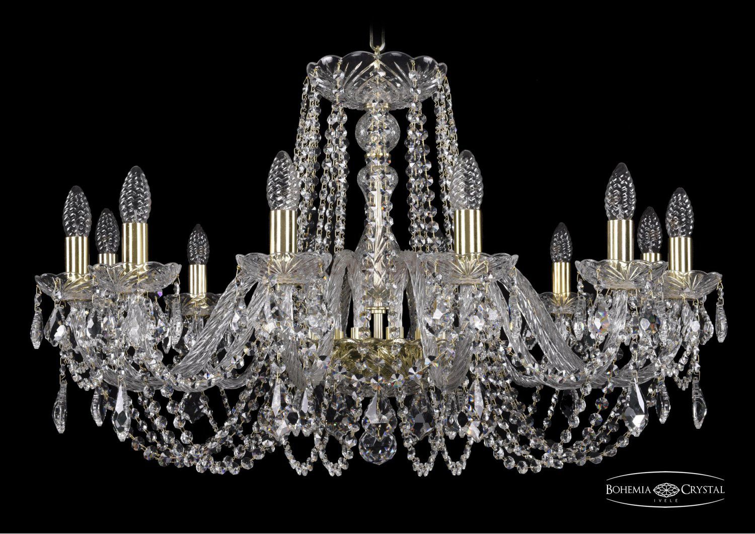 Люстра хрустальная Bohemia Ivele 1402/12/300/G/Leafs