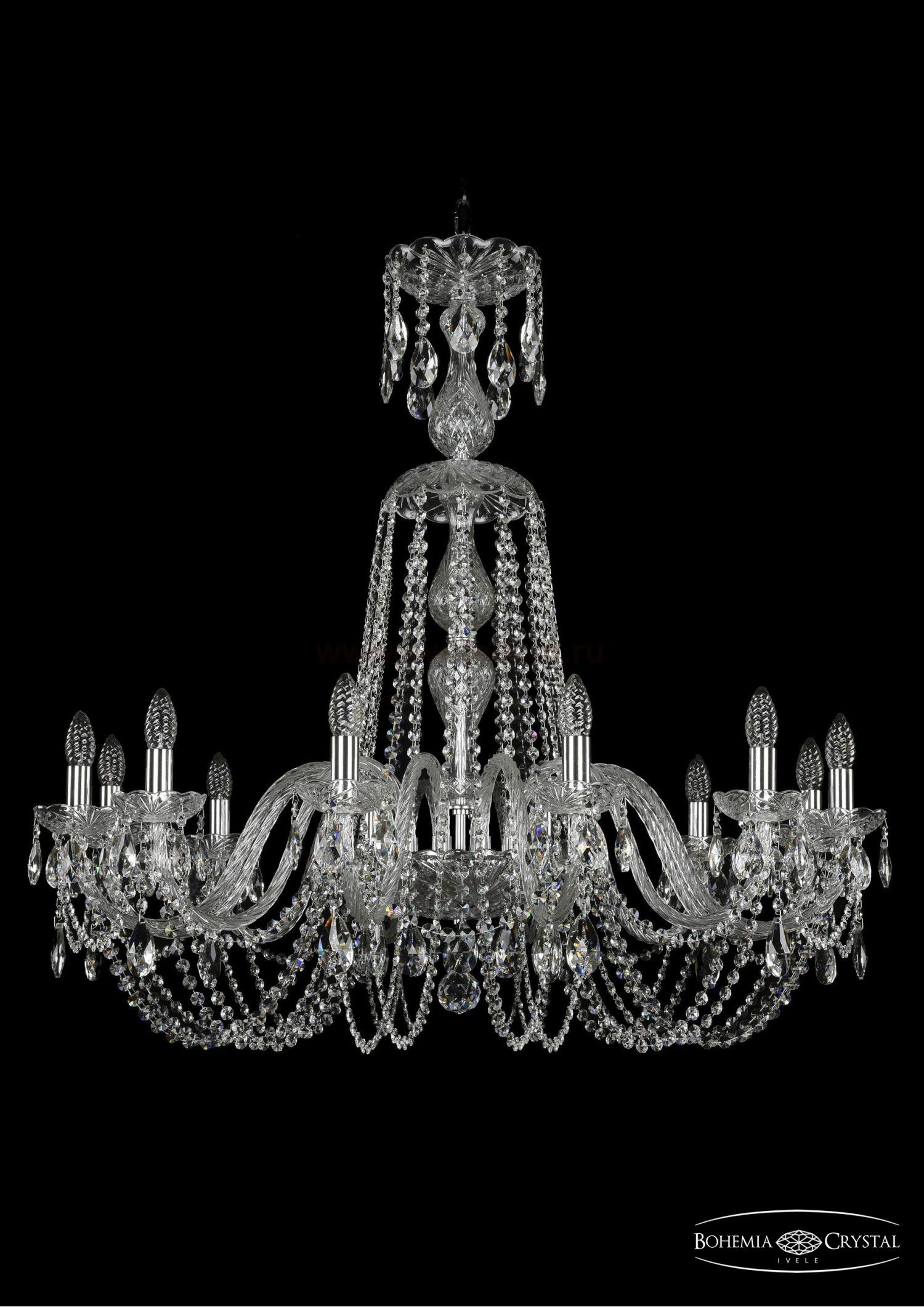 Люстра хрустальная Bohemia Ivele 1402/12/360/XL-95/Ni