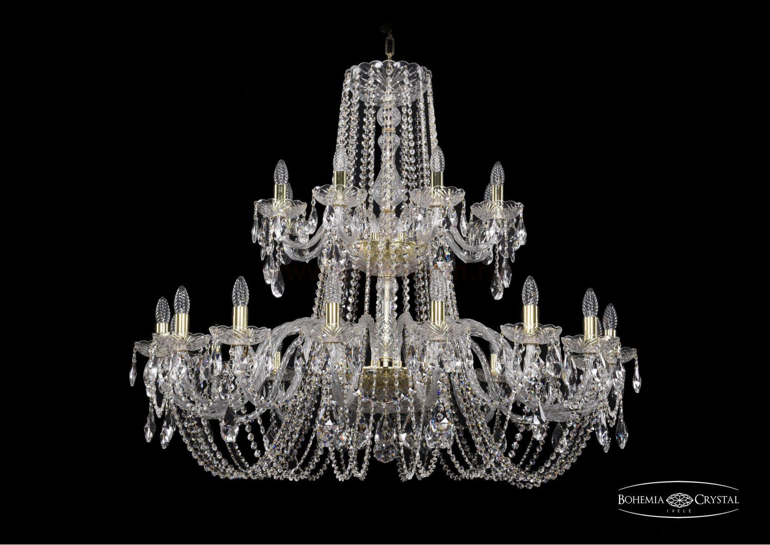 Люстра хрустальная Bohemia Ivele 1402/16+8/400/2d/G