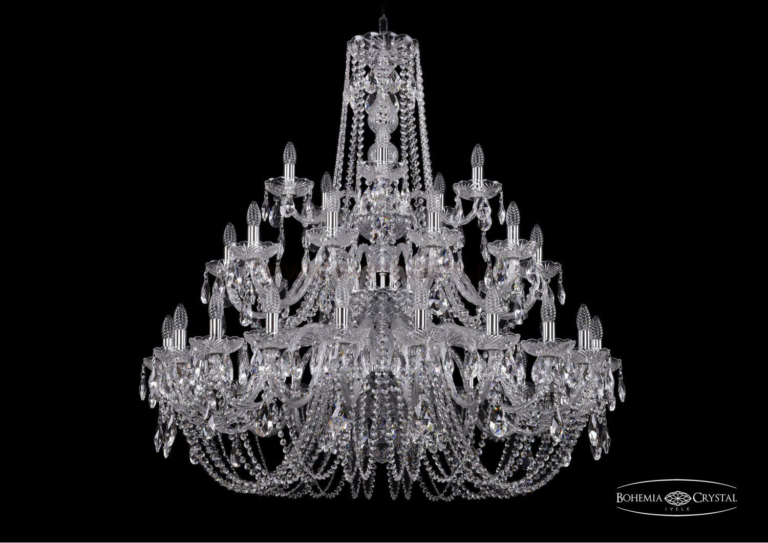 Люстра хрустальная Bohemia Ivele 1402/20+10+5/400/3d/Ni