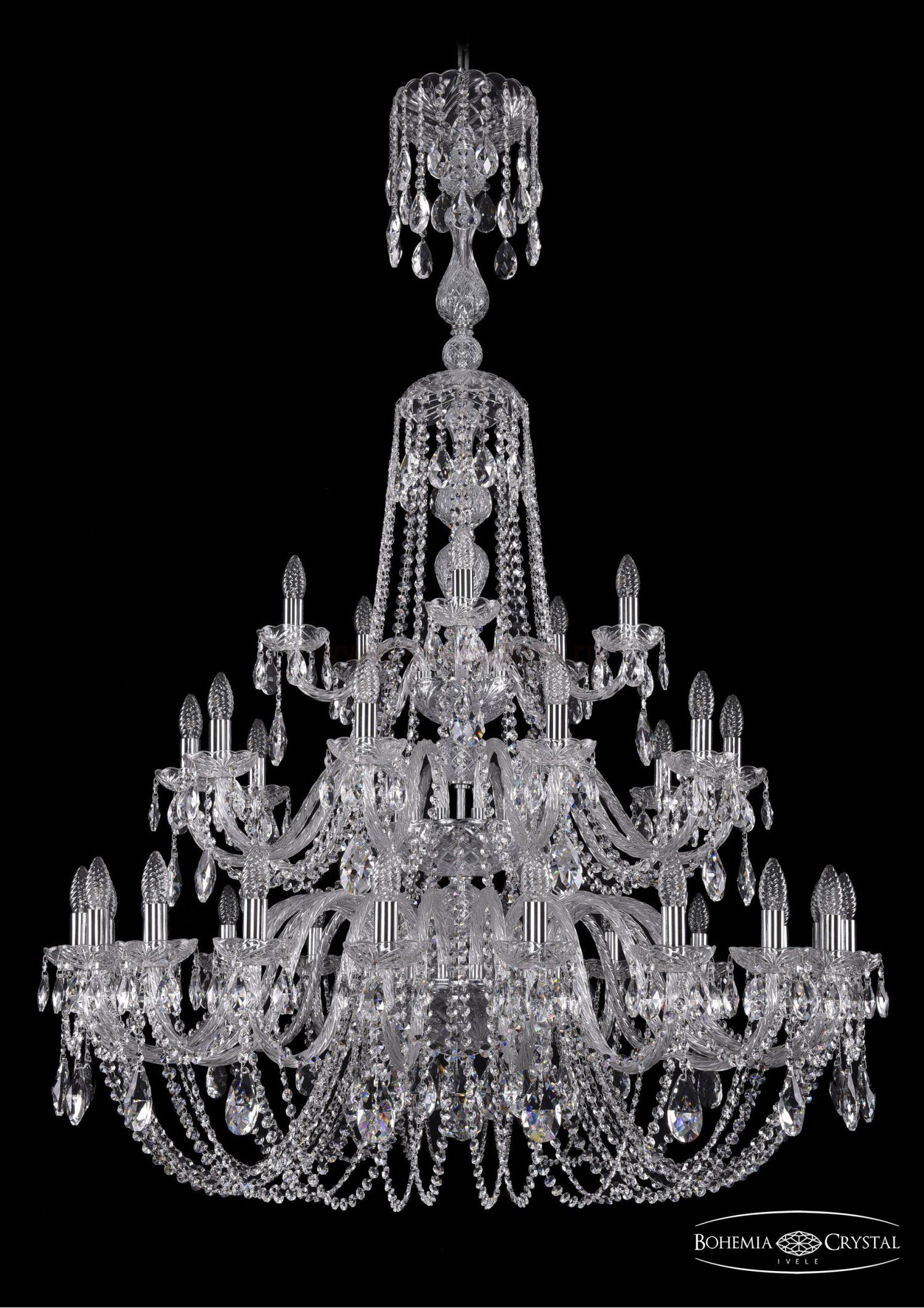 Люстра хрустальная Bohemia Ivele 1402/20+10+5/400/XL-158/3d/Ni