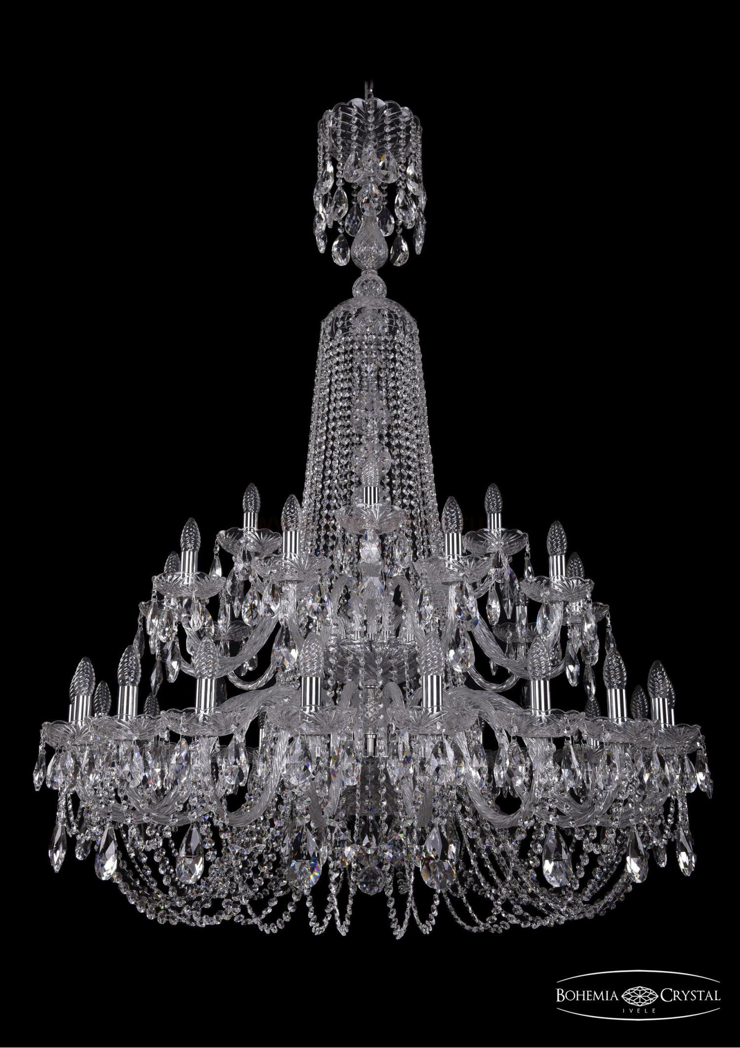 Люстра хрустальная Bohemia Ivele 1402/20+10+5/400/XL-160/2d/Ni
