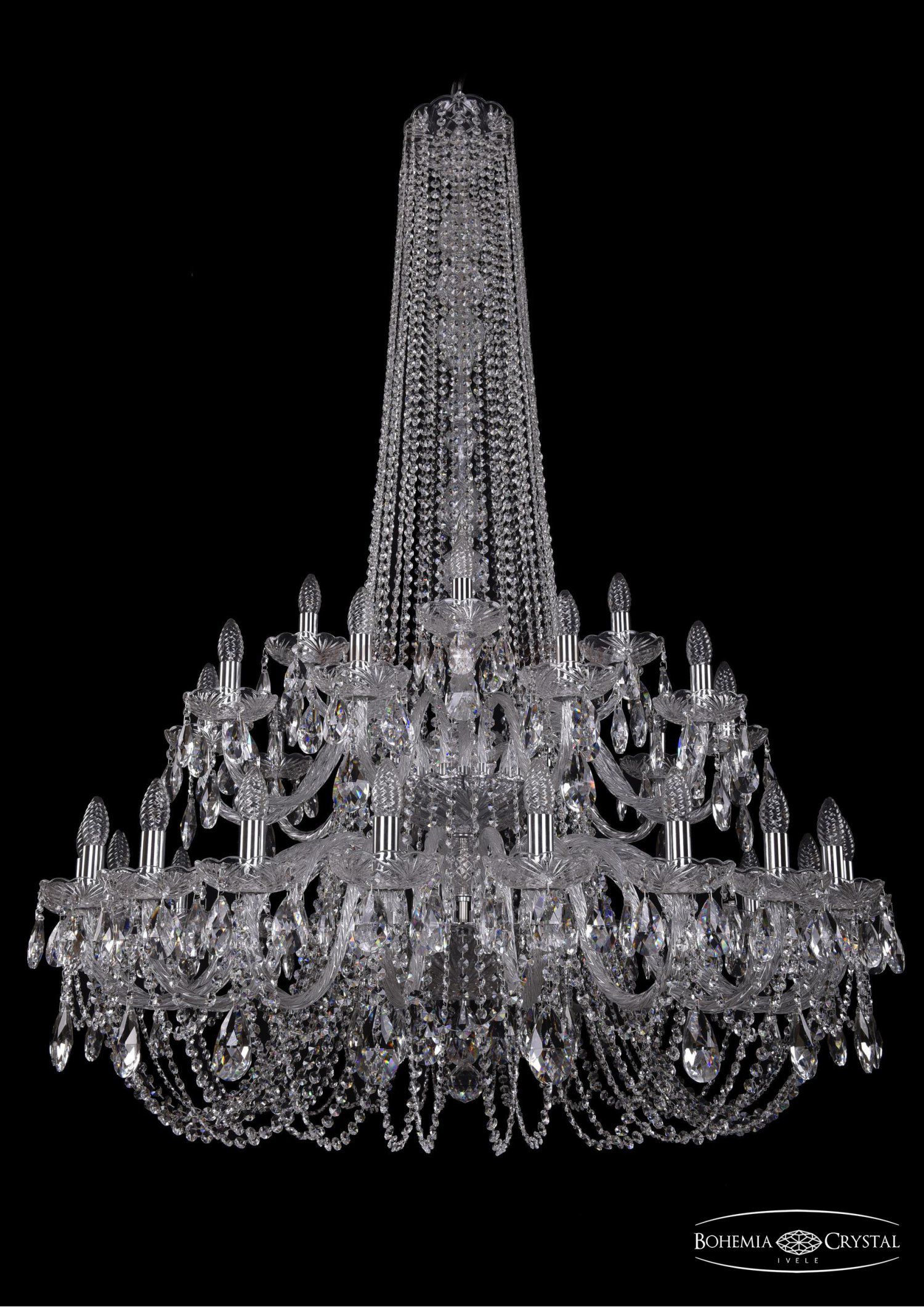 Люстра хрустальная Bohemia Ivele 1402/20+10+5/400/h-160/2d/Ni