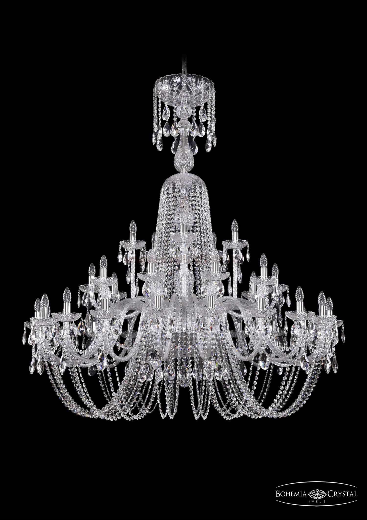 Люстра хрустальная Bohemia Ivele 1402/20+10+5/530/XL-165/Ni