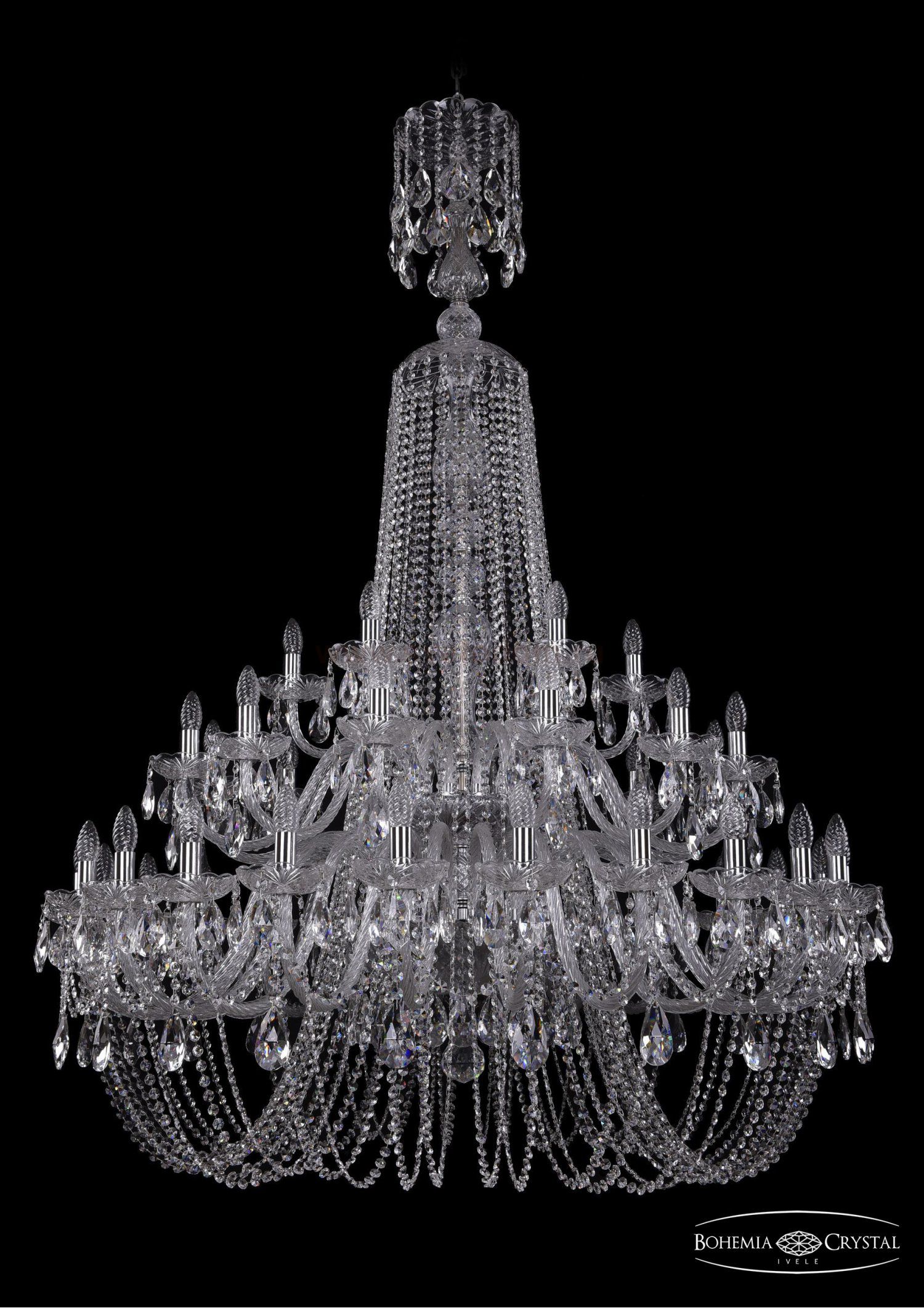 Люстра хрустальная Bohemia Ivele 1402/24+12+6/460/XL-176/2d/Ni