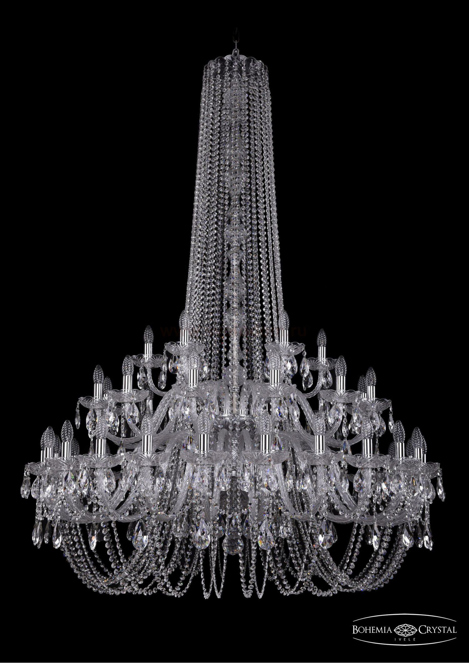 Люстра хрустальная Bohemia Ivele 1402/24+12+6/460/h-176/2d/Ni