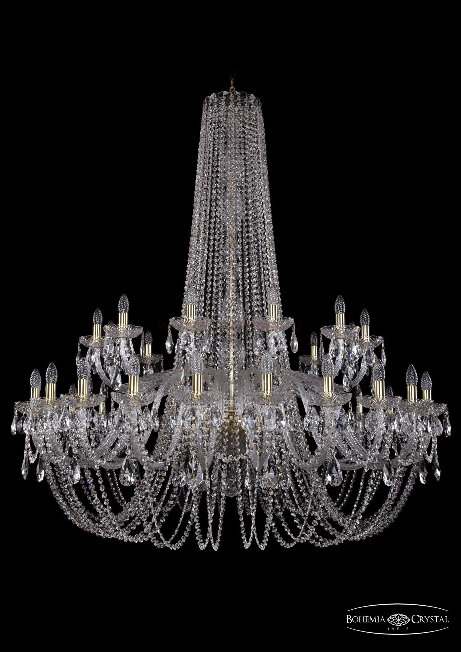 Люстра хрустальная Bohemia Ivele 1402/24+12/530/h-160/G