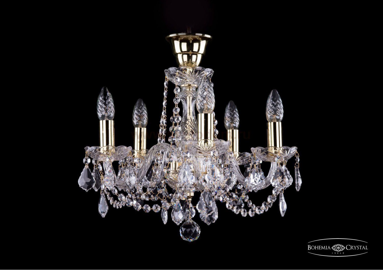 Люстра хрустальная Bohemia Ivele 1402/5/141/G/Leafs/Tube
