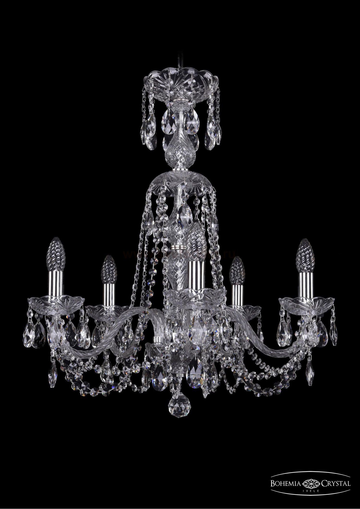 Люстра хрустальная Bohemia Ivele 1402/5/195/XL-64/Ni