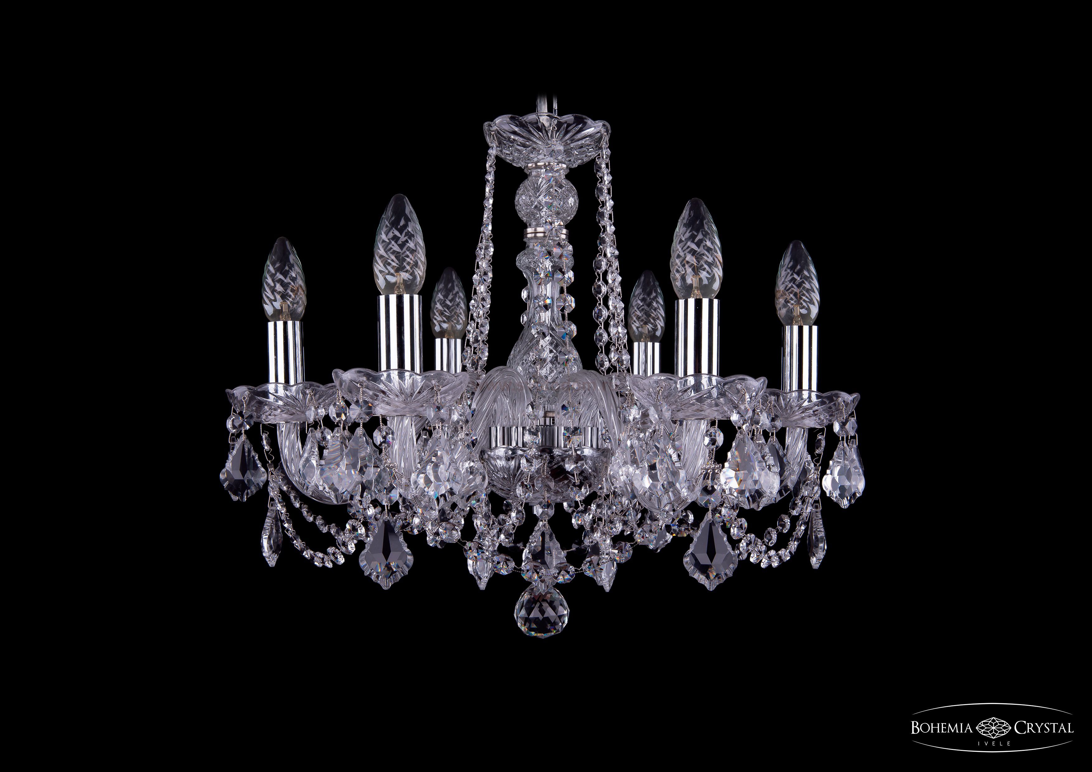 Люстра хрустальная Bohemia Ivele 1402/6/160/Ni/Leafs