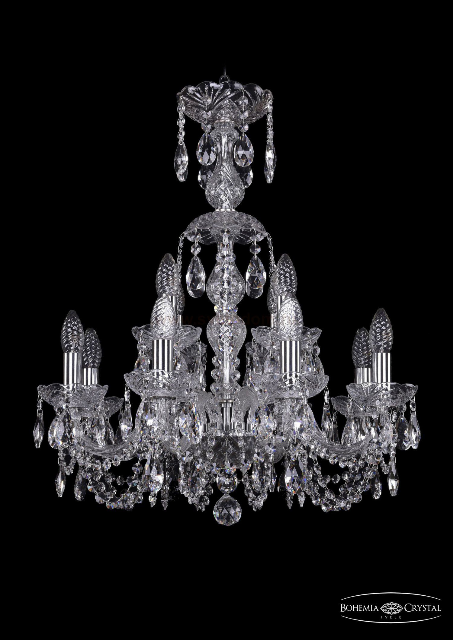 Люстра хрустальная Bohemia Ivele 1402/8+4/195/XL-64/Ni