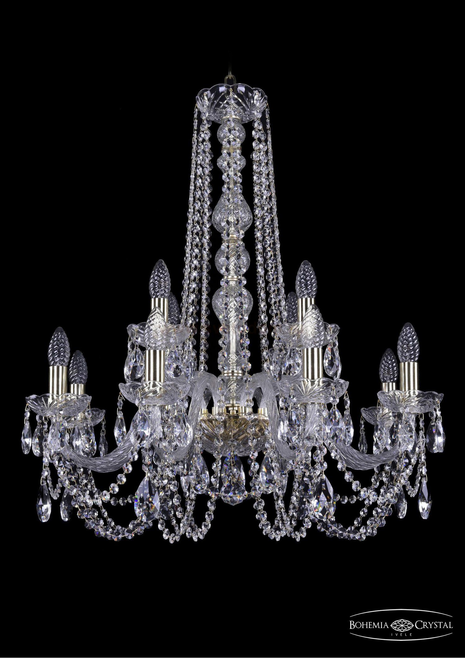 Люстра хрустальная Bohemia Ivele 1402/8+4/240/h-76/G